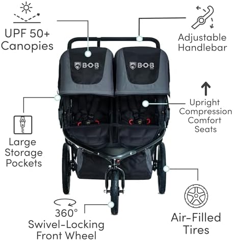 BOB Gear Revolution Flex 3.0 Duallie Jogging Stroller β Graphite Black - 2