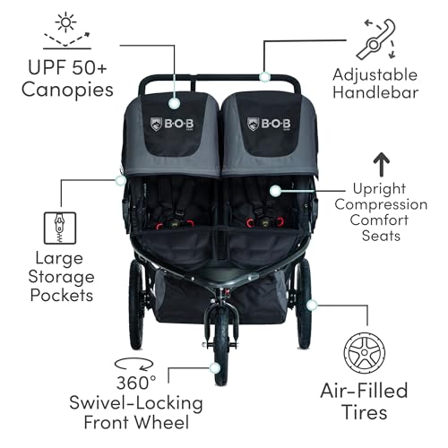 BOB Gear Revolution Flex 3.0 Duallie Jogging Stroller, Double Stroller, Graphite Black by BOB Gear - Image 3
