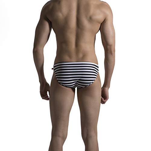 Men's Horizontal Stripes Swimwear Pouch Swim Briefs Swimsuit4