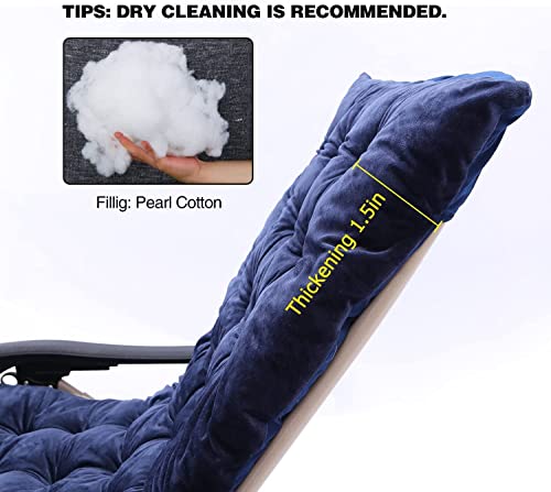 Campmoon Zero Gravity Lounge Chair Cushion For Outdoor Furniture, Thick Comfortable Reclining Lounge Portable Chaise Cushion Pads 65 Inches For Patio, Navy Blue #TOP3