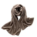 Bellemere New York 100% Cashmere Ribbing Trim Scarf | Ultra Natural Soft Fabric Material Lightweight | 12 Gauge, 60 grams | Brown, One Size…