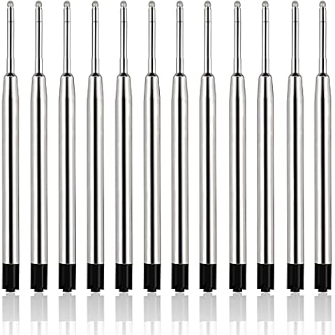 12 Pack Replaceable Metal Ballpoint Pen Refills,Medium Point Pen Ink Refills,Smooth Writing Ballpoint Pen Refills for School and Office Supplies (Black) Cover