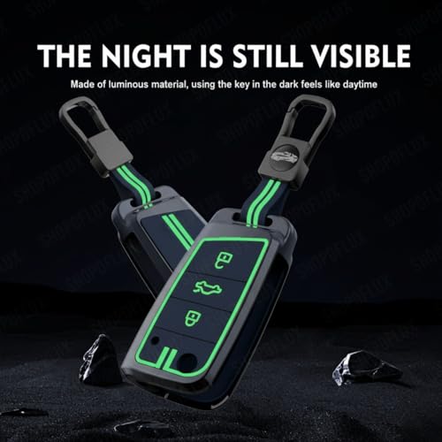 Image of SHOPOFLUX Metal Key Cover Compatible for Skoda & Volkswagen Cars Kylaq | Slavia | Kushaq | Octavia | Virtus | Taigun | Tiguan | T Roc 3 Button Flip Key