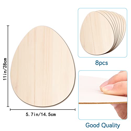 Yujun 8Pcs 11Inch Wooden Easter Egg Cutouts Large Unfinished Wood Egg Shape Cutouts Slices Ornaments For Easter Crafts And Diy Hanging Decorations #TOP1