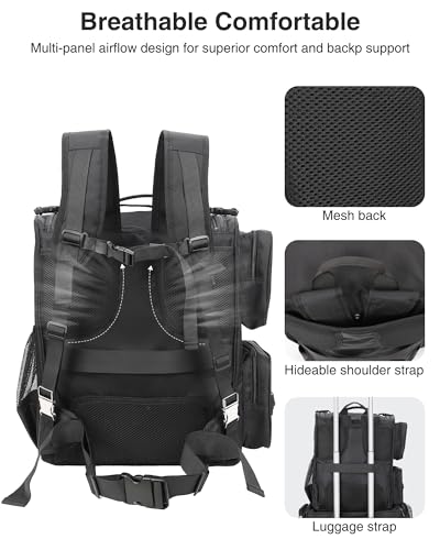 Relavel Hair Tools Travel Bag Hair Stylist Backpack Hairdresser Cosmetology Bag, Heat Insulation Full Layer for Curling Iron, Hair Straightener, Travel Accessories Train Case Barber Organizer, Black