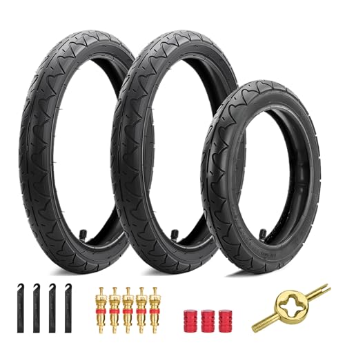 Front 12/12.5×1.75/2.125/2.25 and Rear 16×1.75/2.125 Tires and Tubes(1Set+2Sets), 3-Wheel Jogging Strollers Replacements, Fits for BOB Revolution SE/Pro/Flex/SU/Ironman, Single & Double Models