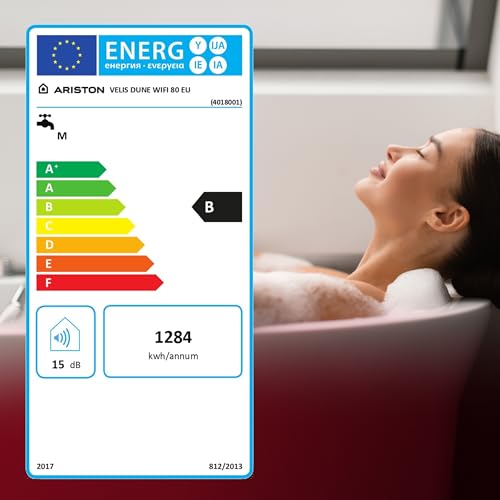 Ariston VelisDune Wifi-FE – Elektrischer Durchlauferhitzer, 80 Liter, CASHBACK 120 € vertikal/horizontal, 275 x 506 x 1066, elektrischer Boiler mit doppeltem Tank ECOEVO, Check Temperatur auf Distanz