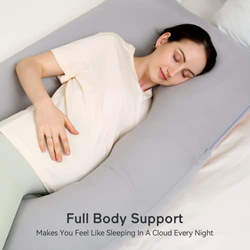Momcozy Pregnancy Pillows For Sleeping, U Shaped Full Body Pillow For Pregnancy Women With Removable Jersey Cotton Cover, 57 Inch Maternity Pillow, Grey #TOP4