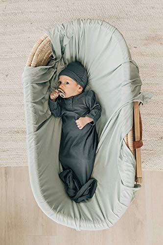 Image of Mebie Baby Sage Stretch Swaddle, Modern and Neutral Swaddle Blanket for Baby Girl or Boy, Soft Baby Blankets, Newborn Swaddle Blanket, 0-3 Month, Comfy Wrap, Baby Essentials & Gifts (47 inch x 47 inch)