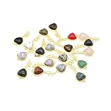 QSLLER 8PCS Natural Stone Pendant Opal Agate Yellow Jade Key-shaped Healing Crystals Stone Charms Fo