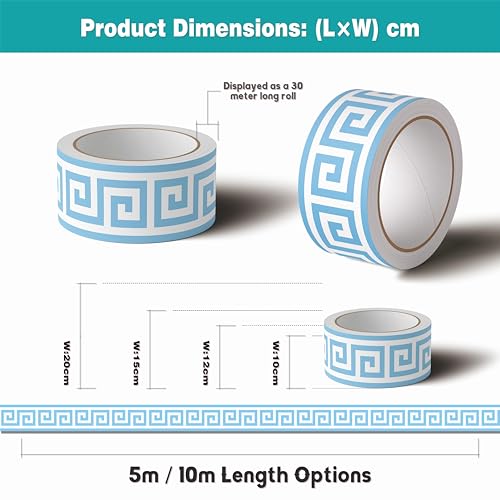 VisitRyl Frise Murale Autocollante Wanzi Bleu Clair A 10cm X 500cm Adhésive Réutilisable pour Décoration Intérieure Facile à Poser – vue 2