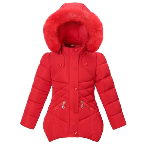 Image of Podgina Winter Kids Girls Waterproof Fur Hooded Coats Puffer Jackets Clothes For 7-8