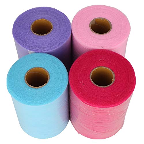 Asibt 6 Inch X 100 Yards Tulle Roll Spool Fabric Table Runner Chair Sash Bow Tutu Skirt Sewing Crafting Fabric Wedding Party Gift Ribbon (C08) #TOP1