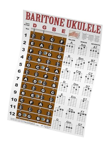 A New Song Music BARUK11X17 Baritone Ukulele Fretboard Notes & Easy Beginner Chord Chart Instructional Poster cover