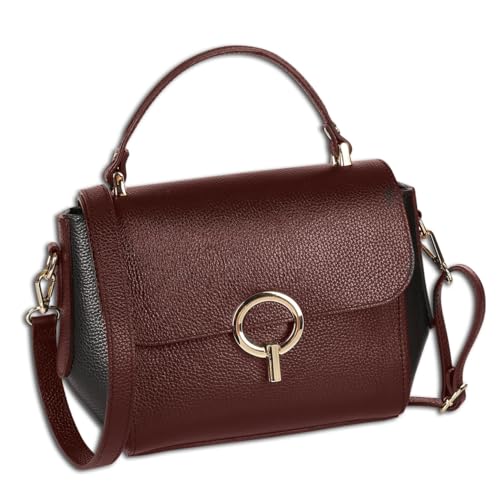 Sac à main moyen noir et rouge foncé de 26x18cm pour femme