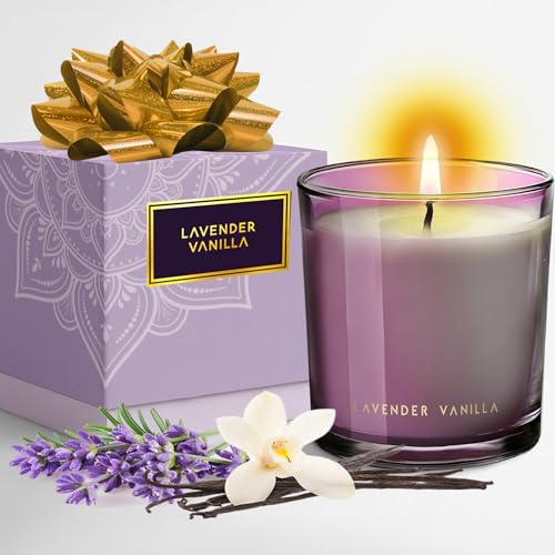 Velas de cera de soja pura com aroma de baunilha e lavanda, tempo...