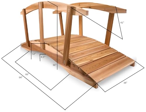 image for All Things Cedar FB96-R Garden Bridge with Side Rails | 8-Ft Cedar Woo