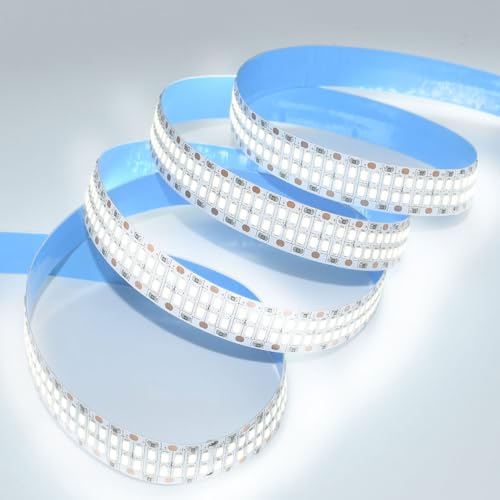 Image of SUYOOULIN LED Lights Strip, Dimmable DC 12V 16.4ft SMD 5054 (5050 Upgraed) Double Rows 1200 LEDs 25000LM Non-Waterproof LED Ribbon for Home Kitchen Decoration (White 6500K)