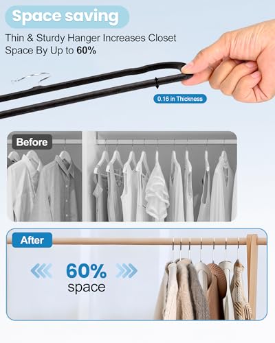 Image of Black Velvet Hangers Non-Slip 20 Pack Felt Hangers for Pants Trouser Hanger | 360 Swivel Silver Hook, Thin Space Saving Clothes Hanger for Jeans Slacks, Slim Perchas Terciopelo, Perchas para Pantalones