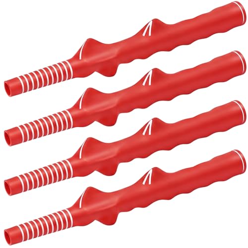 Arrowbash 4 Pcs Golf Training Grip Right Handed Swing Grip Trainer Aid Tool for Men Club Accessories (Red)