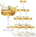 HEITOUHUI 24 Pack 6oz Plastic Martini Glasses, Ribbed Coupe Glasses Set, Disposable Vintage Cocktail Cups for Champagne Tower, Wedding, Birthday, Party & Event Glassware