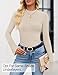 ZESICA Women's Long Sleeve Shirts 2026 Spring Mock Neck Ribbed Slim Fit Tops Basic Tees Dressy Casual Outfits Clothes Apricot Small