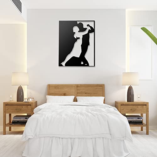 Image of METSYWall Decor Couple Metal Art,(51x39cm),Made of 1.2mm Metal Sheet, Crafted with Laser Cutting, Black Powder Coated, for Living Room, Kid's Room, Bedroom, Hallway