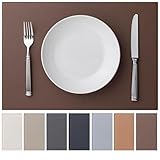 Baroyal Faux Leather Placemats Set of 6 Vinyl Washable Wipeable Table Mats for Kitchen Dining Table Heat Resistant Waterproof Modern Indoor/Outdoor Placemats Non-Slip Easy Clean Place Mats (Chocolat)