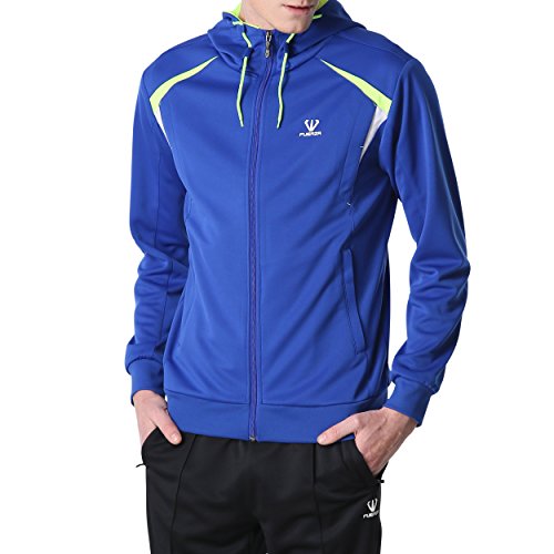 Fuerza Mens Premium Material Knit Hooded Tracksuit (Small, Blue)