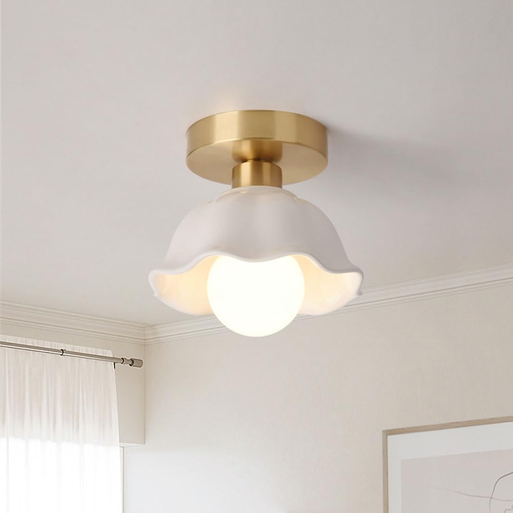 Générique Plafonnier Moderne Tout Cuivre Abat-Jour En Céramique - Éclairage Intérieur pour Chambre Salon Et Espaces Commerciaux