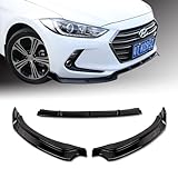 EPARTS 3 Pieces Front Bumper Lip Spoiler Splitter Side Body Kit Trim Protection Compatible with 2017-2018 Hyundai Elantra (Painted Black)