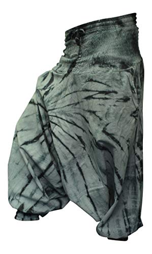 SHOPOHOLIC FASHION Pantalon coloré Tie Dye Baggy Harem, Vêtements Hippies Coupe Ample Boho Brighter, Gris