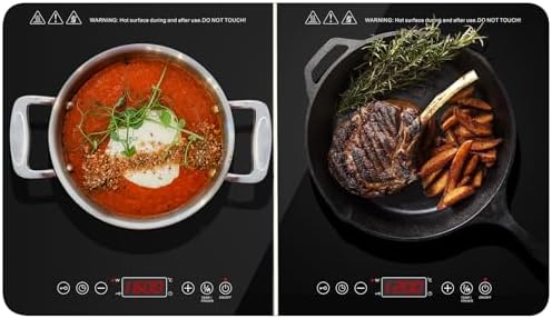Weceleh Portable Double Induction Cooktop, 1800W 2-Burner Electric Cooktop, Countertop Stove Top, Hot Plate, Induction Burner With Timer, 10 Temp Levels, Child Lock, 110V-120V Plug, Black