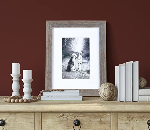 Yaetm 8X10 Distressed Wood Picture Frames With Mat 5X7, Set Of 6, Rustic Solid Wood Frame With Hd Real Glass, Wooden Photo Frames For Table Top Or Wall Mounting, Weathered Grey #TOP3