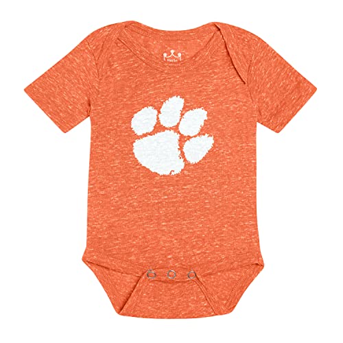 Little King Ncaa Knobby Short Sleeve Romper Bodysuit-Big Logo-Clemson -Heathered Orange-0-3 Months #TOP1