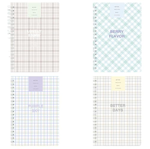 Carnet à spirale ligné Yansanido lot de 4 cahiers 120 pages pour notes et école