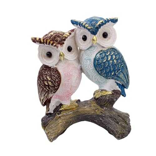 BinZyronic フクロウの置物、樹脂製デスクトップアート ? オフィスやリビングのインテリア装飾、贈り物に