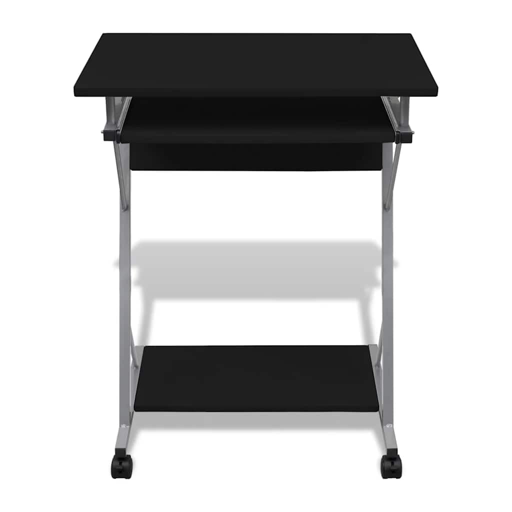 Computertisch 60x40cm Rollbar mit Tastaturauszug Schwarz