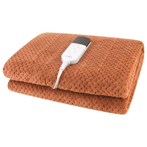 RUIANBAO Coperta riscaldata Coperta elettrica 2 strati marrone Flannel Timer Materasso termico 220V 150 * 80cm Scaldaletto riscaldato Scaldaletto 3 impostazioni di calore Coperta elettrica calda
