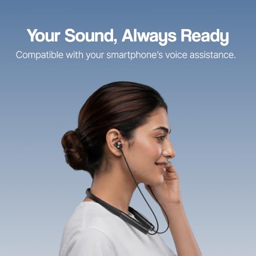 Image of Ambrane Wireless Neckband Bluetooth 6 with Active Noise Cancellation ANC -32dB, 13mm Dynamic Bass Drivers, 60Hrs Playtime, Fast Charging, Voice Assistant, Lightweight 56g