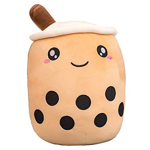 Hitoshe Boba Plushie, 27.5 In Boba Plush Pillow Toy Gifts For Kids, Valentine, Christmas (Brown Round Eye) #TOP1