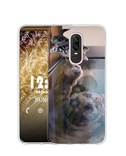 Sunrive Funda para Meizu M6T, Silicona Slim Fit Gel Transparente Carcasa Case Bumper de Impactos y Anti-Arañazos Espalda Cover(TPU Gato Tigre)