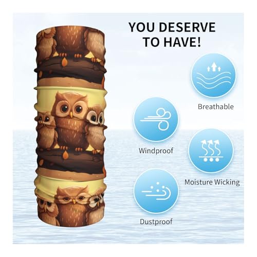 Cute Brown Cartoon Owls Printed Multifunctional sports headscarf Headband, face mask, wristband4