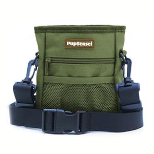 Dog Treat Pouch, Durable Oxford Polyester, No-Spill Magnetic Closure, Treat Pouches for Pet Training with Metal Clip, Waist Belt, Adjustable Strap, Poop Bag Dispenser