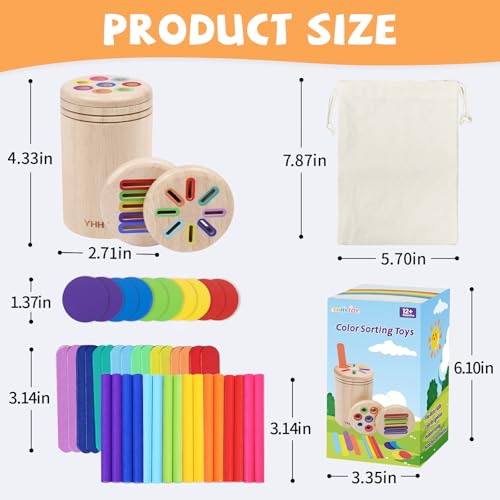 YHHYTOY Montessori Toys for 2 3 4 Years Old, 3 in 1 Educational Sensory Color Sorting Toys for Toddlers 1-3, Fine Motor Skills Preschool Learning Activities, 2 3 4 Year Old Girls Boys Birthday Gifts - Image 2