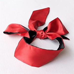 Soft Sleep Eyeshade Satijn Lint Bandage op Ogen Ademend Cover Oog Patch Belt Blindfold Accessoires (Color : Black Red)