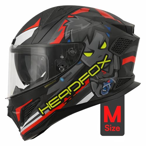 Image of HEADFOX N2F Shady Full Face Bluetooth Helmet for Bike | Waterproof Smart Helmet for Men & Women | ISI Certified | Built-in Bluetooth & LED Lights | Matte & Gloss Finish
