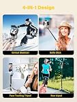 AOCHUAN Smartphone Gimbal Stabilizer, Trépied de suivi du visage intelligent sans APP - 4 en 1 Cellulaire Gimbal Stabilizer pour iPhone & Android Extended 108cm Tige avec RGB Lumière de remplissage, M2PRO blanc