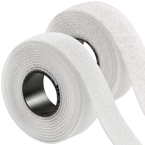 Image of ECOHomes (6 FT x 3 /4 Inch) Strips with Adhesive for Fabric, White | No Sew, Stick On for Fabric, Sticky Back for Clothes, Curtains, Heavy Duty, Double Sided Hook and Loop Hem Tape Fasteners