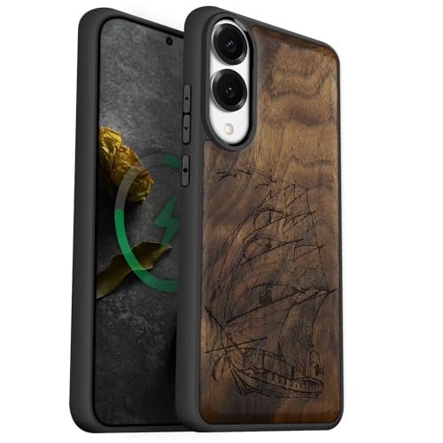Case de Téléphone Compatible Magsafe Galaxy S25 Edge bois antichoc